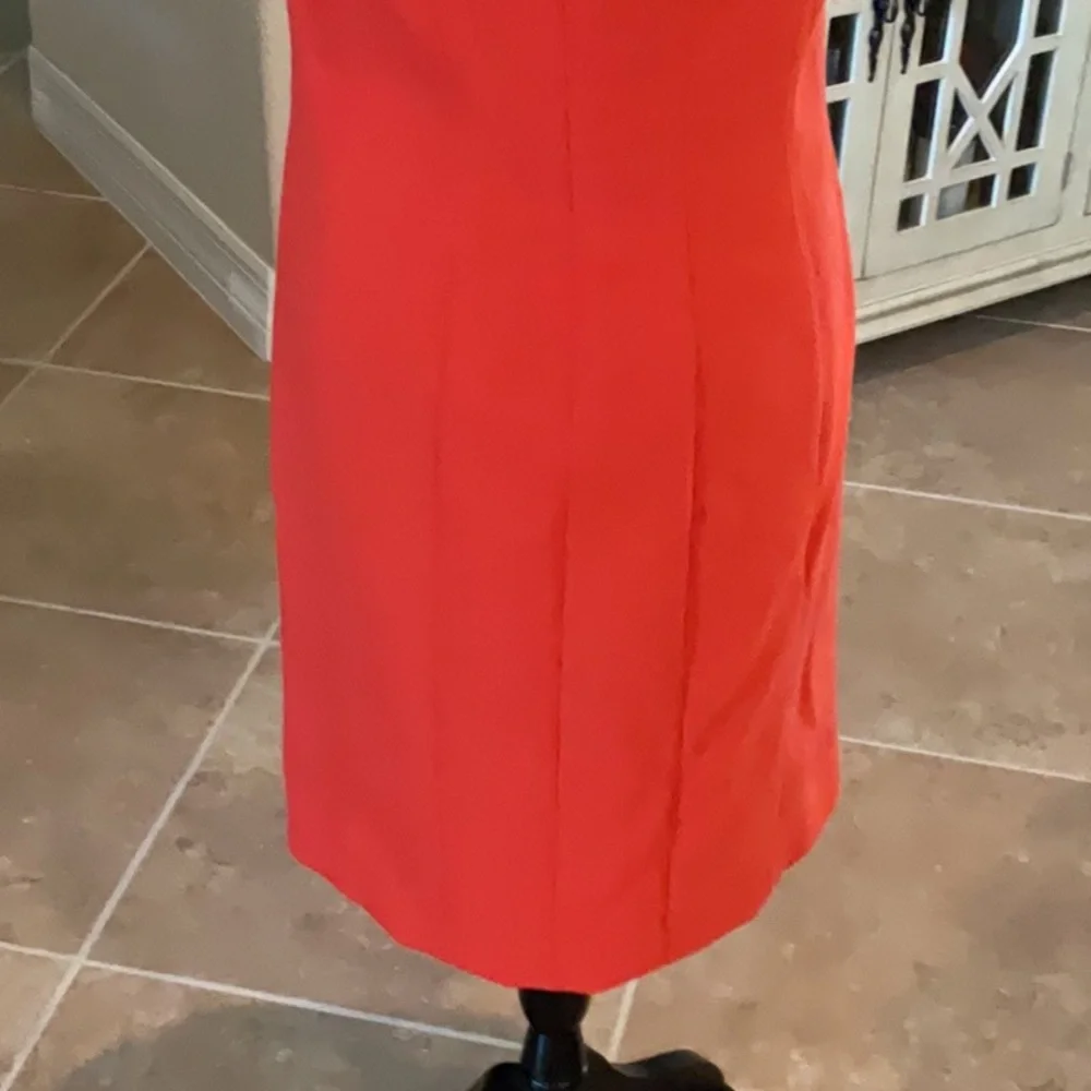 Tory Burch orange back zip shift dress, sleeveless, gold hardware, size 10